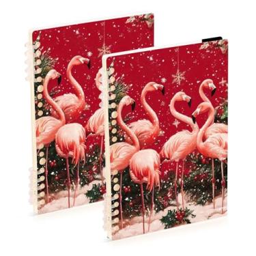 Imagem de Burbuja Cadernos de flamingo de Natal, papel pautado universitário A5 com 60 folhas, fichário para diário, escritório, 2 unidades