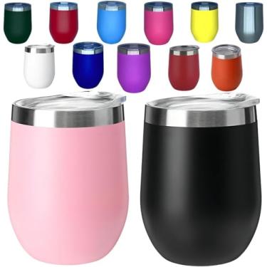 Imagem de Copo Térmico de Aço Inoxidável, 350ml, Tampa Hermética, Branco, Cilíndrico, Moderno, para Café e Bebidas pink