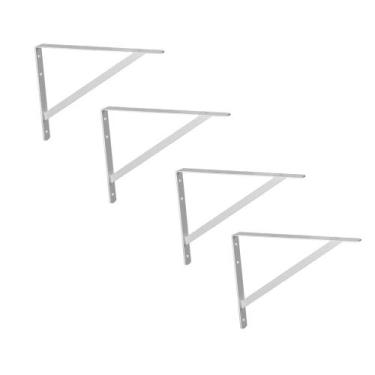 Imagem de Kit 4 Und Mão Francesa Leve Aço 16,5X29Cm Branca Multivisão