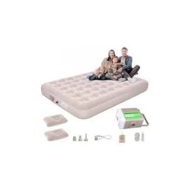 Imagem de Colchão Inflável Queen com Bomba Elétrica USB, Tecnologia Tritech, PVC e Poliéster, 203x152x36cm, Preto, Travesseiro Embutido, Suporta 300kg