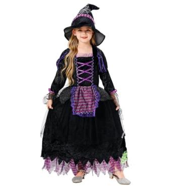Imagem de SZRXKJ Vestido longo para meninas com padrão de caveira preto e vermelho universal tamanho universal fantasia de Halloween gótico (verde 2, GG)