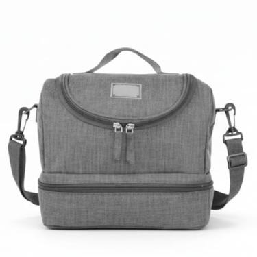 Imagem de Bolsa Térmica com 2 Compartimentos | Alça Ajustável e Forro Metalizado | Ideal para Trabalho, Passeios e Viagens (Cinza)