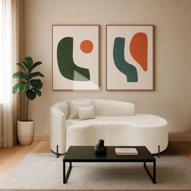 Imagem de Divã Recamier Curvo Sala De Estar Recepção Inglaterra 180cm Pés Metal Preto Lado Direito Bouclé Bege