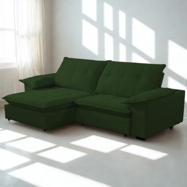 Imagem de Sofá Retrátil E Reclinável Veludo 2,10m Lisboa - Conforto Premium E Design Elegante | Lansof Brasil Cores Verde