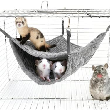 Imagem de MOJMBSBY Rede grande para furões – Cama suspensa de lã macia para brincar e dormir, quente e aconchegante para animais de estimação pequenos, como planadores de açúcar, chinchilas, ratos, hamsters