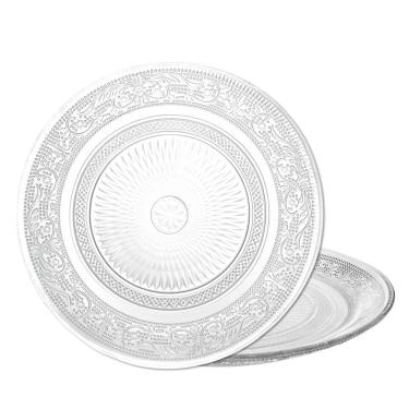 Imagem de Jogo 2 Prato Raso De Jantar De Vidro Angel Transparente 25,5cm Lyor