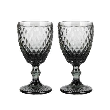 Imagem de Jogo 2 Taça De Vidro Bico De Abacaxi Cinza 340 Ml Agata Em Casa Tem