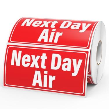 Imagem de Meitaat 500 etiquetas de envio aéreo no dia seguinte 10 cm x 5 cm adesivos de aviso vermelhos à prova d'água adesivos de envio no dia seguinte para pacotes prioritários envio expresso