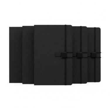 Imagem de Caderno de Anotações com Capa Dura, Tecido Poliéster, Fechamento em Metal, 80 Folhas Pautadas, 21,4x14,5x1,5cm (5, Preto)