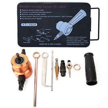 Imagem de Cosiki Cortador de Chapa Metálica de Cabeça Dupla de 360 ​​graus, Ferramenta Versátil de Broca Nibbler para Corte Circular de Curva Reta, Com Caixa de Ferramentas de Ferro