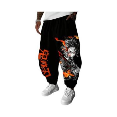 Imagem de Calças De Moletom Masculinas Demon Slayer Anime Estampa De Desenho Jap