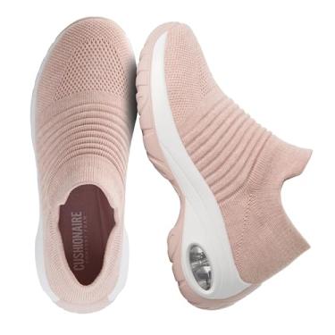 Imagem de CUSHIONAIRE Tênis feminino Breeze de malha elástica sem cadarço + espuma viscoelástica e tecnologia LiteSole, Blush, 8