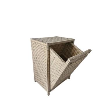 Imagem de Cesto de Roupa Basculante Organizador, Estrutura de Madeira, Acabamento em Fibra Sintética Colorida (CAPUCINO)