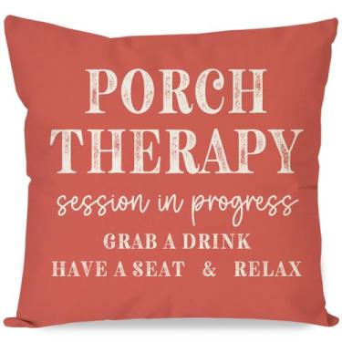 Imagem de PANDICORN Capas de almofada de fazenda 45,7 x 45,7 cm, sessão de terapia de varanda em andamento coral tropical ao ar livre rústica decoração de verão para decoração de sofá de quarto de festa