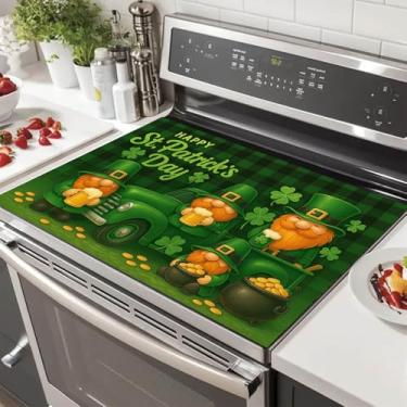 Imagem de HOMETITUTE Lucky Shamrock St Patricks Day Fogão Top Capas para Fogão Elétrico 71 x 50 cm Protetor de Vidro Resistente ao Calor Almofada Decorativa Placa de Fogão Tapete de Bancada