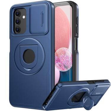 Imagem de FUNMIKO Capa para Samsung Galaxy A55 com proteção de lente de câmera deslizante e protetor de tela, suporte magnético, capa protetora de telefone à prova de choque para homens, mulheres e meninas,