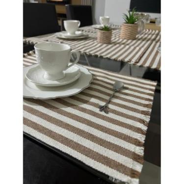 Imagem de Jogo Americano 7 Peças Algodão com Trilho de Mesa Lugar Americano 6 Lugares Decoração Mesa Cozinha (JGAM13)