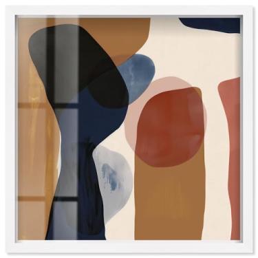 Imagem de Ochre Overlap III Shadowbox Print Modern Boho Wall Art por Art Remedy, moldura branca, 17 x 17