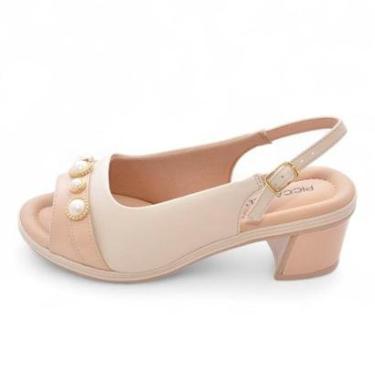 Imagem de Sandalia Piccadilly Salto Bloco Medio Aplicacoes Cabedal-Feminino