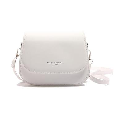 Imagem de Bolsa tiracolo de poliuretano, bolsa de ombro simples com alça ajustável, bolsa pequena feminina moderna, Branco, Medium, Mochila casual