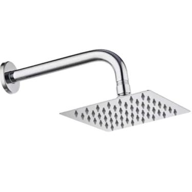 Imagem de Chuveiro Ducha Quadrada Inox 304 Cromado com Braço Tubo INOX 30 cm(15X15 CM)