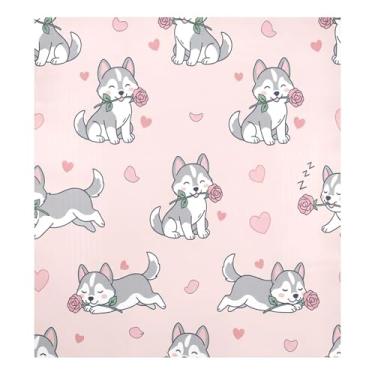 Imagem de Blueangle Capa magnética para lava-louças Husky Puppy Valentine's Husky, decoração da capa da máquina de lavar louça, adesivos de eletrodomésticos, adesivos de eletrodomésticos, 58 cm C x 66 cm