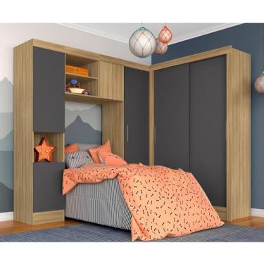 Imagem de Guarda Roupa Modulado Solteiro Viola Bor/grafite - Móveis Arapongas Boreal/grafite