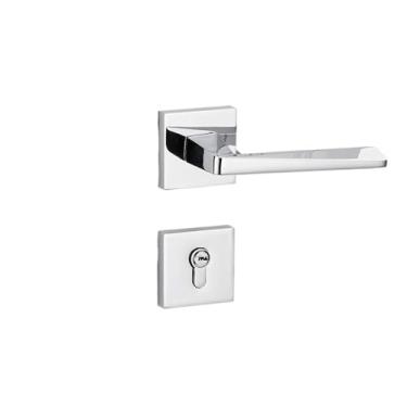 Imagem de VTGVVVTR Fechadura cromada brilhante prata interior quarto casa madeira maciça fechadura magnética dividida liga de zinco (tipo F)