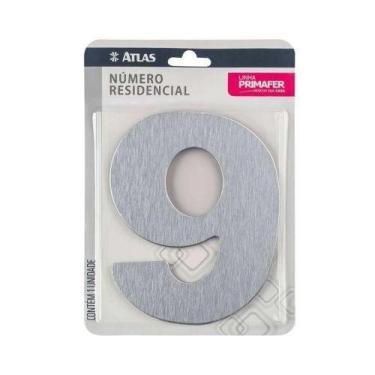 Imagem de Número Residencial 9 Cromado Alumínio Acm Adesivo 3m Vhb - Uso Interno