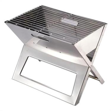 Imagem de Churrasqueira Portátil Dobrável Inox Carvão Camping Aço Inox - Bretall