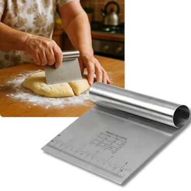 Imagem de Espátula Multiuso Inox com Régua 15cm – Para Confeitar, Cortar, Raspar, Organizar e Dividir Massas, Legumes, Bolos e Pães – Fácil Manuseio