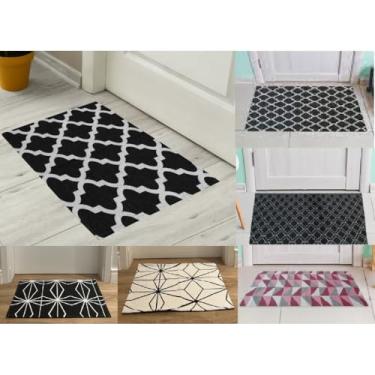 Imagem de Kit 5 Capachos de Porta Antiderrapantes Jacquard – Tapete para Entrada com Base em Látex, Estampas Geométricas 65x37cm(Modelos Variados,5)
