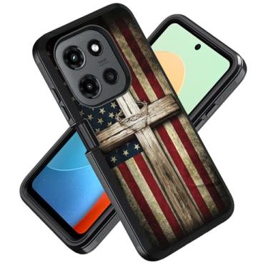 Imagem de ZXHSBROK Capa para celular Moto G Stylus 5G 2025, capa protetora contra quedas à prova de choque de grau militar para Motorola Moto G Stylus 5G 2025, cruz com bandeira americana