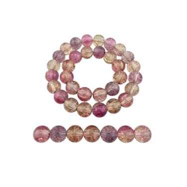Imagem de DandS ltd Contas de vidro Crackle Lampwork para fabricação de joias, rosa, pulseiras vibrantes, colares, brincos, suprimentos de miçangas e kits de artesanato para joias artesanais, 80 peças de 10 mm