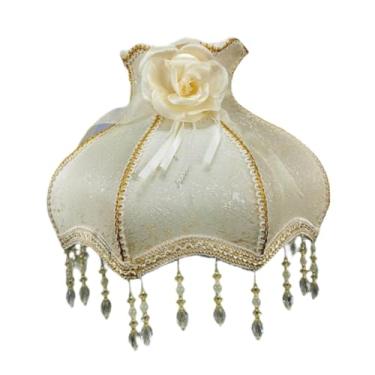 Imagem de IEUDNS Abajur com Franjas, Capa para Luminária de Chão com Base E27, Cúpula de Renda com Contas, Estilo Vintage, Ideal para Cafés, Casa E Sala de Jantar, Bege