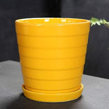 Imagem de Vasos de plantas suculentas verde vaso de conservação de plantas varanda sala de estar vaso de cerâmica respirável cor doméstica vaso de flores de cerâmica com orifício de drenagem vaso de flores
