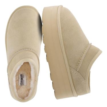 Imagem de CUSHIONAIRE Women's Huggy Genuine Suede Cozy Mule Platform +Memory Foam, Wide Widths Available, Sand 6.5