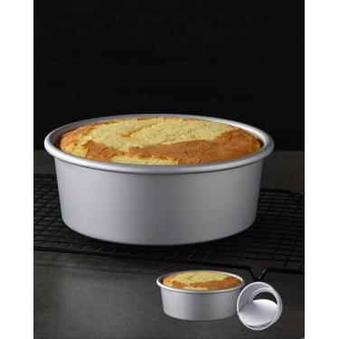 Imagem de 2 peças de copos de bolo de liga de alumínio, copos redondos com fundo removível, copo de bolo antiaderente e resistente à ferrugem (10 cm + 12 cm)