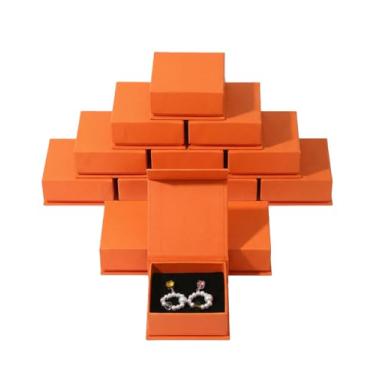 Imagem de Conjunto de caixa de presente de joias, 12 caixas de joias quadradas com enchimento de espuma de veludo dobrável para colares, brincos e anéis, caixa de presente de papel de papelão, caixa de joias de