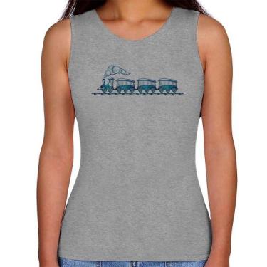 Imagem de Regata Feminina Trenzinho Brinquedo - Foca na Moda, Cinza, M