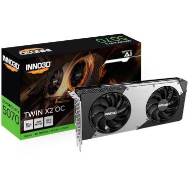 Imagem de Placa de Vídeo Inno3D RTX 5070 Twin X2 OC NVIDIA GeForce, 12GB, GDDR7, 2542MHz, Blackwell,-Unissex