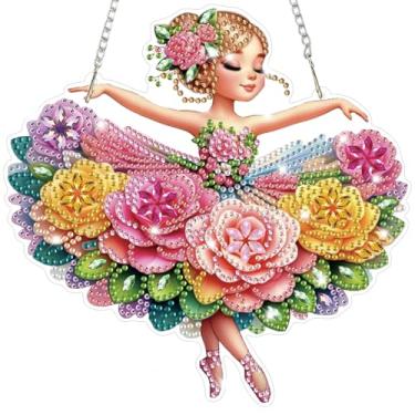 Imagem de Bowetile Kits de pendurar arte de diamante para meninas de balé, para adultos, arte de diamante, apanhadores de sol, dançarina dos sonhos, pintura de diamante em formato especial 5D, pingente de