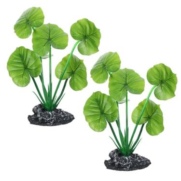 Imagem de Zyghjort Pacote com 2 plantas de seda para aquário, planta artificial de plástico de 15 cm, plantas artificiais de seda artificial para aquário de peixes, almofada de folhas, rede para pequenos