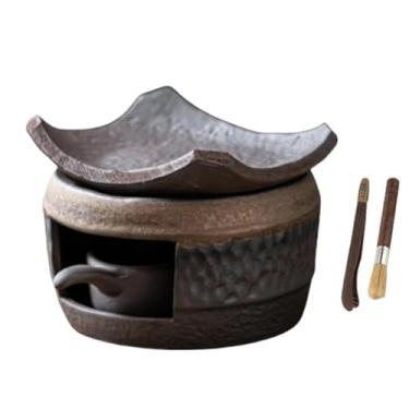 Imagem de Queimador de óleo essencial de fogão de aromaterapia de cerâmica, queimador de aromaterapia zen, kit de queimador de incenso zen feito à mão, castiçais de luz de chá, aquecedor de bule de chá para