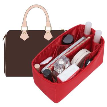Imagem de Doxo Inserção organizadora LV Speedy 20, inserção organizadora pequena de nylon premium com 11 compartimentos e bolso com zíper, encaixe perfeito à prova d'água para bolsa LV Speedy 20 (vermelha