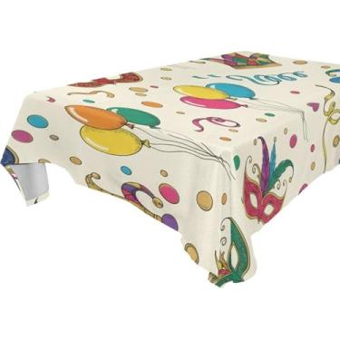 Imagem de Blueangle Toalha de mesa com máscara de carnaval – Toalha de mesa retangular de poliéster impermeável e resistente a manchas para ambientes internos e externos, 152 x 274 cm (550)