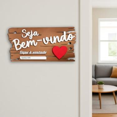 Imagem de Quadro Placa Decorativa Madeira Seja Bem-Vindo Senha Wi-fi