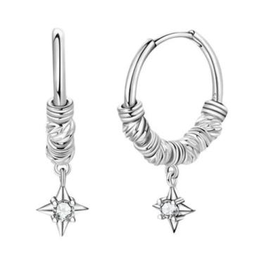 Imagem de Brincos De Argola Em Prata Esterlina 925 Com Zircônia Em Ouro Rosa Par