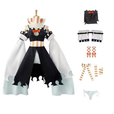 Imagem de UPUPCOS Fantasia feminina de cosplay, vestido de manga comprida, uniforme, acessórios para pescoço, roupa de festa de Halloween, Preto, X-Large