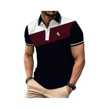 Imagem de Camisa Polo Masculina Casual De Verão Com Estampa Digital 3D, Botão Co